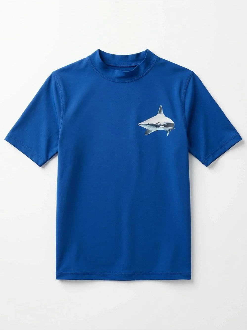 🦈 Cat & Jack Royal Blue Shark Rash Guard Swim Top S (6/7)
